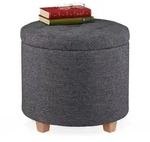 Relaxdays Sitzhocker, Anthrazit, Holzwerkstoff, Holz, Textil, 44x41x44 cm,