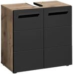 Mid.you Waschbeckenunterschrank, Schwarz, Eiche, Kunststoff, 1 F&auml;cher, einzeln