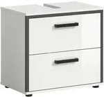 Mid.you Waschbeckenunterschrank, Wei&szlig; Hochglanz, Kunststoff, furniert, Holzoptik, 2