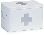 Zeller Present Medizinbox, Wei&szlig;, Metall, 5 F&auml;cher, 32x20x21 cm, Tragegriff, Deckel