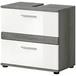 Inn.Furn Waschbeckenunterschrank, Wei&szlig; Hochglanz, Grau, Kunststoff, Nachbildung,