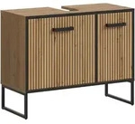 Mid.you Waschbeckenunterschrank Bagno, Schwarz, Eiche Artisan, Metall, 2 F&auml;cher,