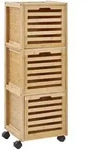 Beliani Bad-Wandschrank, Braun, Holz, 3 Schubladen, 32x90x30 cm, Badezimmer,