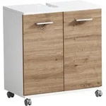 Stylife Waschbeckenunterschrank Palermo, Wei&szlig;, Eiche Artisan, Kunststoff, 1 F&auml;cher,