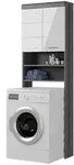 Inn.Furn Waschmaschinenschrank, Wei&szlig; Hochglanz, Grau, Kunststoff, Nachbildung, Uni,