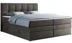 MKS Boxspringbett, Dunkelgrau, Textil, 2-Sitzer, H4, Rechteckig, 200x200 cm,