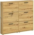 Carryhome Schuhkipper, Eiche Artisan, Kunststoff, 116x103x17 cm, Typenauswahl,