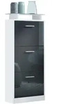 Vladon Schuhschrank, Schwarz Hochglanz, Holzwerkstoff, 46x128x23 cm, Garderobe,