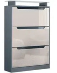 Vladon Schuhschrank, Sand, Holzwerkstoff, 89x128x23 cm, Garderobe, Schuhaufbewahrung,