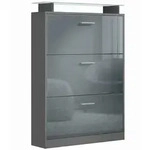 Vladon Schuhschrank, Grau, Holzwerkstoff, 89x128x23 cm, Garderobe, Schuhaufbewahrung,