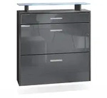 Vladon Schuhschrank, Grau, Holzwerkstoff, 89x96x23 cm, Garderobe, Schuhaufbewahrung,