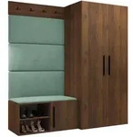 Mirjan24 Garderoben-Set, Mintgr&uuml;n, Nussbaum, Holzwerkstoff, Textil, Rechteckig,