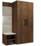Mirjan24 Garderoben-Set, Beige, Nussbaum, Holzwerkstoff, Textil, Rechteckig,