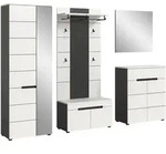 Inn.Furn Garderoben-Set, Wei&szlig;, Grau, Kunststoff, Nachbildung, Uni, 7 F&auml;cher, 1