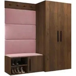 Mirjan24 Garderoben-Set, Hellrosa, Nussbaum, Holzwerkstoff, Textil, Rechteckig,