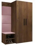 Mirjan24 Garderoben-Set, Hellrosa, Nussbaum, Holzwerkstoff, Textil, Rechteckig,