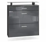 Vladon Schuhschrank, Grau, Holzwerkstoff, 89x96x23 cm, Garderobe, Schuhaufbewahrung,