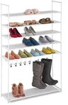 Relaxdays Schuhregal, Wei&szlig;, Metall, Kunststoff, Textil, 99x153x30 cm, Garderobe,