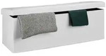 Relaxdays Sitzbank, Wei&szlig;, Holzwerkstoff, Textil, 38x38x114 cm, Wohnzimmer, Hocker