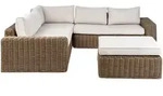 Beliani Lounge-Set, Braun, Wei&szlig;, Kunststoff, L-Form, Loungem&ouml;bel, Gartenlounge-Sets