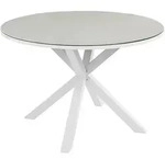 Beliani Gartentisch, Wei&szlig;, Beige, Grau, Keramik, rund, 120x75x120 cm, Gartenm&ouml;bel,