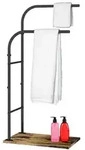 Relaxdays Handtuchst&auml;nder, Schwarz, Metall, Holzwerkstoff, Textil, 40x80.5x24 cm,
