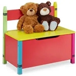 Relaxdays Kinderbank, Mehrfarbig, Holzwerkstoff, 60x54.5x35 cm, Kinder- &