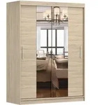 imoebel24 Schwebet&uuml;renschrank, Sonoma Eiche, Glas, Holzwerkstoff, 5 F&auml;cher,