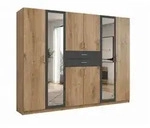 luma-home Dreht&uuml;renschrank, Eiche, Graphit, Holzwerkstoff, Nachbildung, 4 F&auml;cher, 2