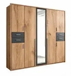 luma-home Dreht&uuml;renschrank, Eiche, Graphit, Holzwerkstoff, Nachbildung, 6 F&auml;cher, 4