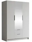 Mirjan24 Kleiderschrank, Wei&szlig;, Schwarz, Kunststoff, 2 Schubladen, Rechteckig,