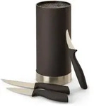Echtwerk Messerblock, Schwarz, Silber, Kunststoff, 4-teilig, 22 cm, ohne Schlitze,