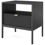 Masseno Nachttisch, Schwarz, Holzwerkstoff, 1 Schubladen, 54x56x39 cm, Schlafzimmer,