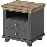 Masseno Nachttisch, Gr&uuml;n, Holzwerkstoff, 2 Schubladen, 52x54x42 cm, Schlafzimmer,