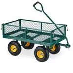 Relaxdays Handwagen, Dunkelgr&uuml;n, Metall, Kunststoff, 50x50x110 cm, Gartenzubeh&ouml;r,