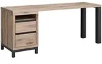 Massivmoebel24 Schreibtisch, Beige, Holz, Echtholz,Wildeiche, 2 Schubladen,