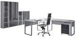 Mid.you B&uuml;ro Office Edition - B&uuml;ro Set 4, Grau, Anthrazit Hochglanz, Holzwerkstoff,