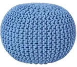Homescapes Strick-Pouf, Blau, Textil, Uni, Rund, 40x35x40 cm, Wohnzimmer, Hocker,