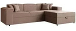Mirjan24 Ecksofa, Hellbraun, Kunststoff, 5-Sitzer, Ottomane rechts,L-Form, 253x166
