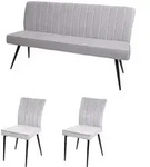 MCW Esszimmer-Set, Hellgrau, Textil, 160x90x64 cm, Esszimmer, St&uuml;hle,