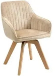 Mid.you Armlehnstuhl, Beige, Holz, Textil, Buche, vollmassiv, Uni, eckig, 63x83x63