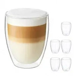 Relaxdays Latte-Macchiato-Gl&auml;ser, Transparent, Glas, Metall, 9x11x9 cm, Kaffee &