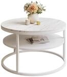 Lookway Couchtisch, Wei&szlig;, Holzwerkstoff, Rund, 60x42x60 cm, Wohnzimmer,