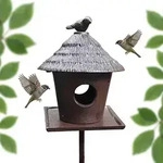 Relaxdays Vogelfutterhaus, Braun, Metall, 15.5x110x15.5 cm, Gartenzubeh&ouml;r,