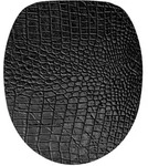 Sanilo WC, Schwarz, Holzwerkstoff, Oval, 38x6x47 cm, Badezimmer, WC Ausstattung, WC