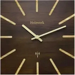 Holzwerk Wanduhr, Dunkelbraun, Holz, Metall, Holz Optik, Quadratisch, 25x25x2 cm, CE,