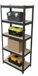 Relaxdays Schwerlastregal, Schwarz, Metall, Holzwerkstoff, Kunststoff, 60x180x30 cm,