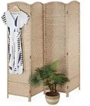 Relaxdays Paravent, Hellbraun, Papier, Holz, 180x180x2 cm, Wohnzimmer, Raumteiler &
