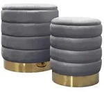 Lookway Pouf-Set, Grau, Textil, 40x45x40 cm, Wohnzimmer, Hocker, Poufs