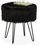 Relaxdays Hocker, Schwarz, Holzwerkstoff, Metall, Textil, 37x41x37 cm, Wohnzimmer,